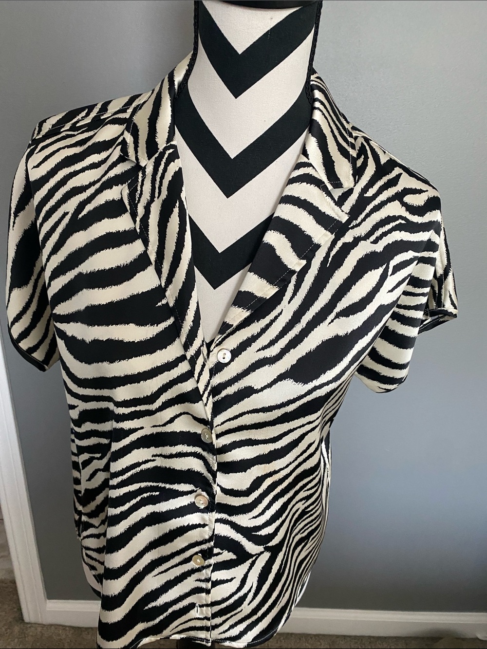 Rachel Zoe Black and White Zebra Print Top